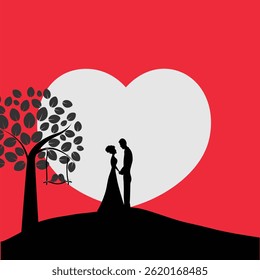 sun couple silhouette vector design.