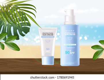 Sun Cream Bottle 3d Realistic Isolated Stock Vector (Royalty Free ...