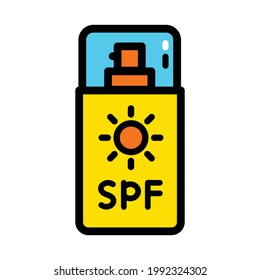 Sun cream color flat icon. Sunblock vector icon in simple style for web design isolated on white background