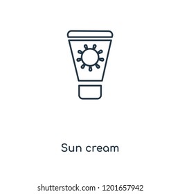 Sun cream concept line icon. Linear Sun cream concept outline symbol design. This simple element illustration can be used for web and mobile UI/UX.