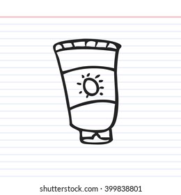 Sun Cream Containers doodle icon with paper background