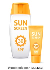 Sun Cream Containers. Vector illustration