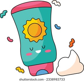 Design der Sun Creme Cute Summer Sticker