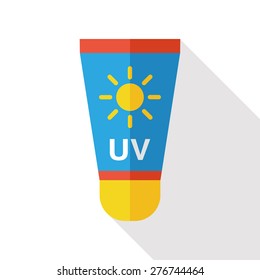 Sun Cream flat icon with long shadow