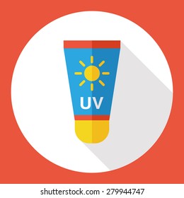 Sun Cream flat icon with long shadow