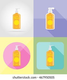 sun cream flat icons vector illustration isolated on background