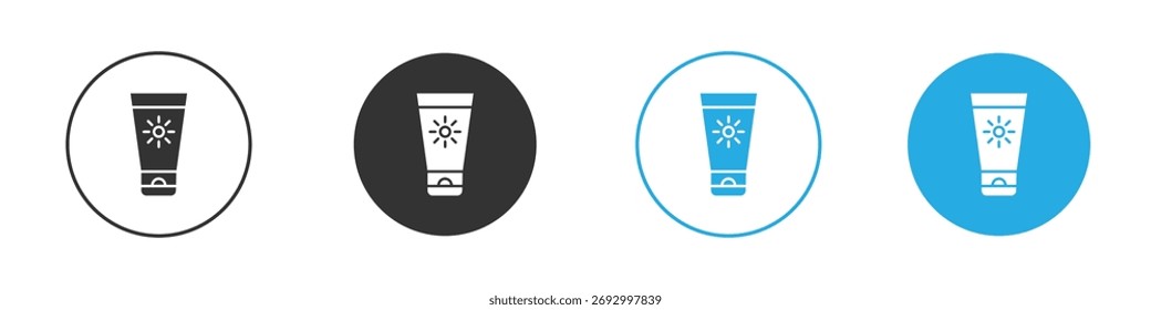 Sonnencreme-Symbol in bearbeitbarem flachen Vektor in Schwarz-Weiß
