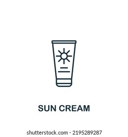 Icono de crema solar. Icono de línea de verano simple para plantillas, diseño web e infografías