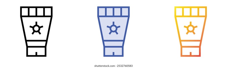 sun cream icon. Linear, Blue Fill and Gradient Style Design Isolated On White Background