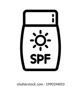 Sun cream icon. Outline Sunblock vector icon for web design isolated on white background