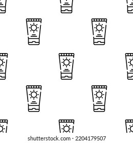sun cream icon pattern. Seamless sun cream pattern on white background.
