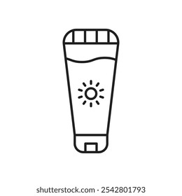 Sun cream icon simple black line style.