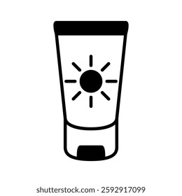 sun cream icon, simple flat style, illustration, logo sign symbol pictogram template, for ui or ux isolated on white for mobile app, editable