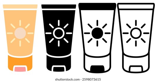 sun cream icon, simple flat style, illustration, logo sign symbol pictogram template, for ui or ux isolated on white for mobile app, editable