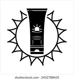 Sun Cream Icon, Sunscreen, Sunblock Gel Icon, Sun Protection Cream Icon Vector Art Illustration