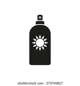 The sun cream icon. Sunscreen symbol. Flat Vector illustration