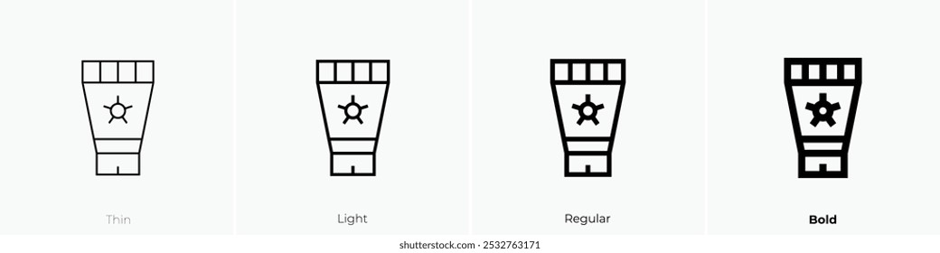 sun cream icon. Thin, Light Regular And Bold style design isolated on white background