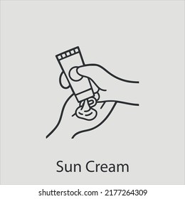 sun cream  icon vector icon.Editable stroke.linear style sign for use web design and mobile apps,logo.Symbol illustration.Pixel vector graphics - Vector