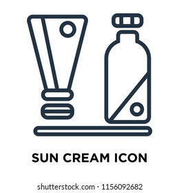 Sun cream icon vector isolated on white background, Sun cream transparent sign , thin symbols or lined elements in outline style