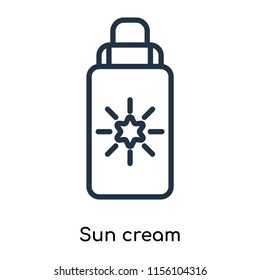 Sun cream icon vector isolated on white background, Sun cream transparent sign , thin symbols or lined elements in outline style