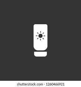 sun cream icon vector. sun cream sign on black background. sun cream icon for web and app