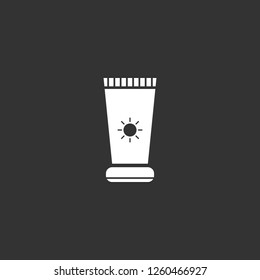 sun cream icon vector. sun cream sign on black background. sun cream icon for web and app
