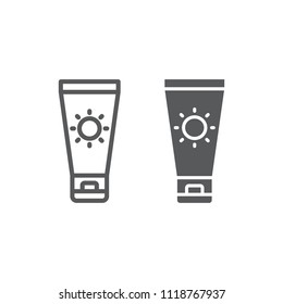 Sun Cream line and glyph icon, travel and tourism, sunscreen sign vector graphics, a linear pattern on a white background, eps 10.