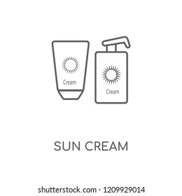 Sun cream linear icon. Sun cream concept stroke symbol design. Thin graphic elements vector illustration, outline pattern on a white background, eps 10.