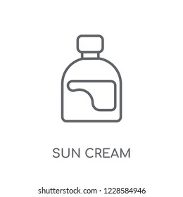 Sun cream linear icon. Modern outline Sun cream logo concept on white background from Summer collection. Suitable for use on web apps, mobile apps and print media.