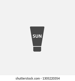 Sun cream lotion vector icon for sun burn