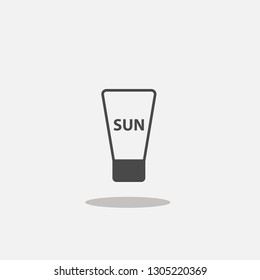 Sun cream lotion vector icon for sun burn with shadow