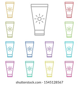 Sun cream multi color icon. Simple thin line, outline vector of summer icons for ui and ux, website or mobile application