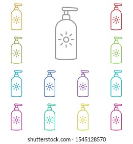 Sun cream multi color icon. Simple thin line, outline vector of summer icons for ui and ux, website or mobile application
