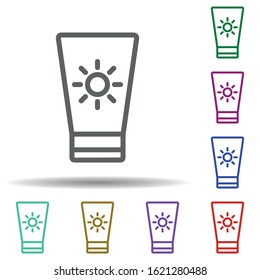Sun cream in multi color style icon. Simple thin line, outline vector of seaside icons for ui and ux, website or mobile application