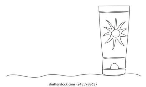 Sun cream One line drawing isolated on white background