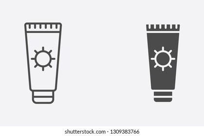 Sun cream outline and filled vector icon sign symbol