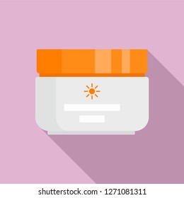 Sun cream protect icon. Flat illustration of sun cream protect vector icon for web design