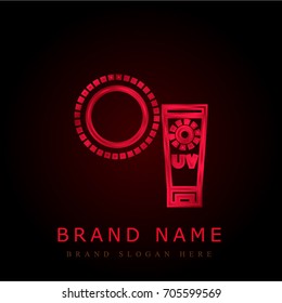 Sun cream red chromium metallic logo