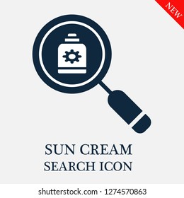 Sun cream search icon. Editable Sun cream search icon for web or mobile.