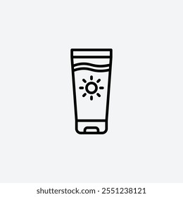 Sun cream thin liner icon isolated.