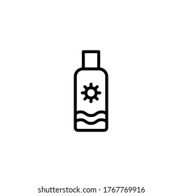 Sun cream vector icon in black line style icon, style isolated on white background
