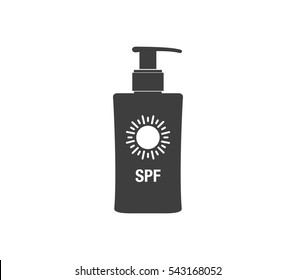 Sun cream vector icon. Sun care icon. UV protection vector icon.  Skin care cream. 