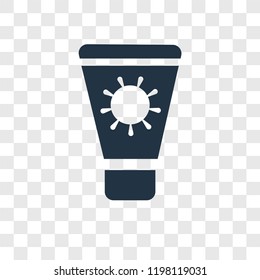 Sun cream vector icon isolated on transparent background, Sun cream transparency logo concept