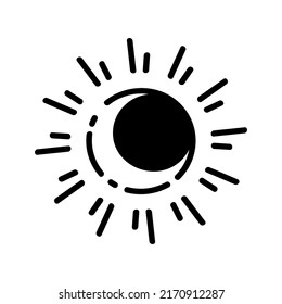 Sun And Crescent Moon Solar Eclipse Flat Icon Design