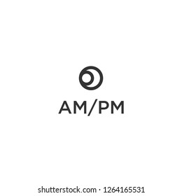 The sun and crescent symbol with a simple circle logo, day and night