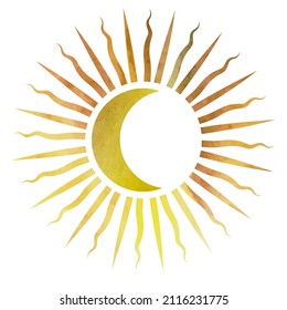 sun and crescent vector illustration