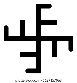 Sun crest symbol sign slavic pagan icon black color vector illustration image flat style simple