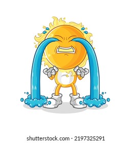 the sun crying illustration. character vector