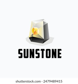 sun in the crystal stone logo design inspiration . sun stone logo design template . crystal logo design