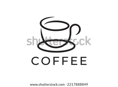 sun cup, sunrise tea, sunset coffee logo. line logo icon design for cafe, restaurant, etc.